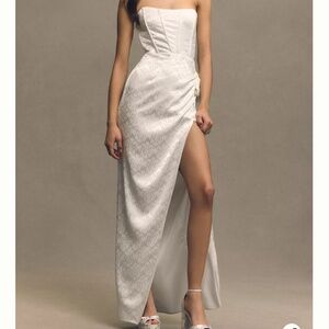 V. Chapman June Corset Front-Slit Gown